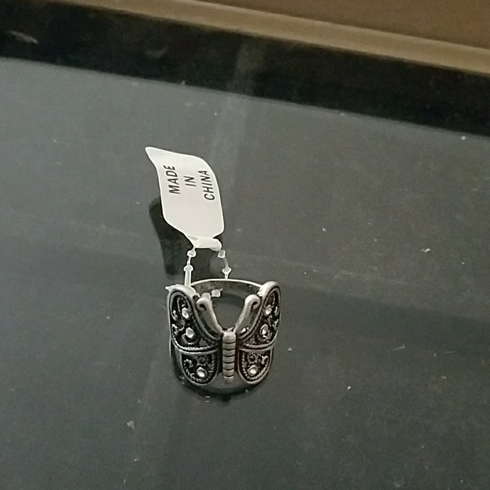Silver butterfly ring